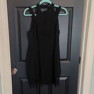 EUC little black strappy dress with lace bottom, size M
